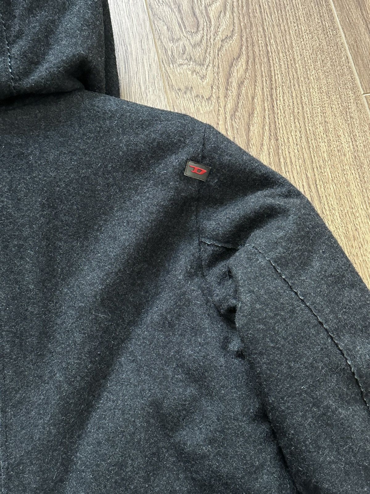 Diesel × Vintage Diesel Vintage Disstressed Patch Pocket Wool Hooded Jacket Size L / US 10 / IT 46 - 15 Thumbnail
