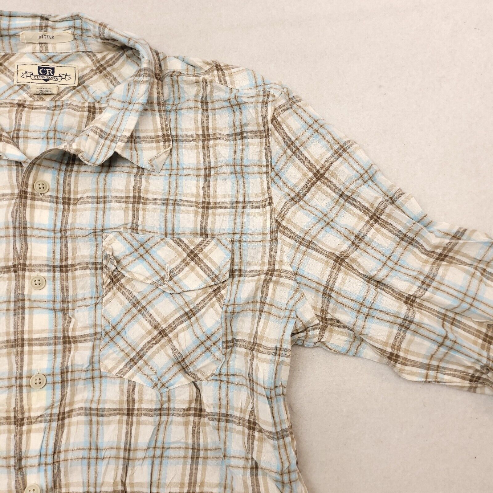 Club Room Club Room Tartan Flannel Button Up Shirt Mens Size L White Size US L / EU 52-54 / 3 - 5 Thumbnail