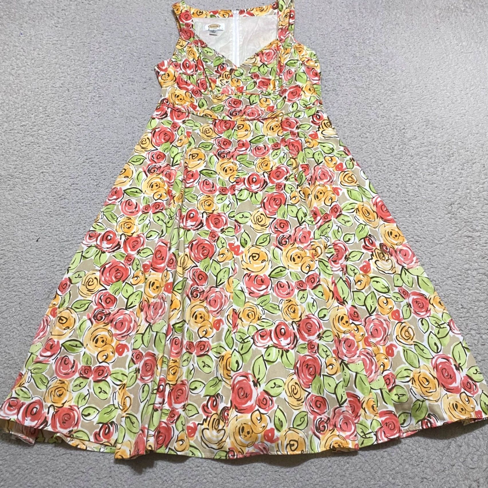 Talbots Talbots Womens Dress Multicolor Floral V-Neck Sleeveless A-Line Petites 4P Shirt Size S / US 4 / IT 40 - 2 Thumbnail