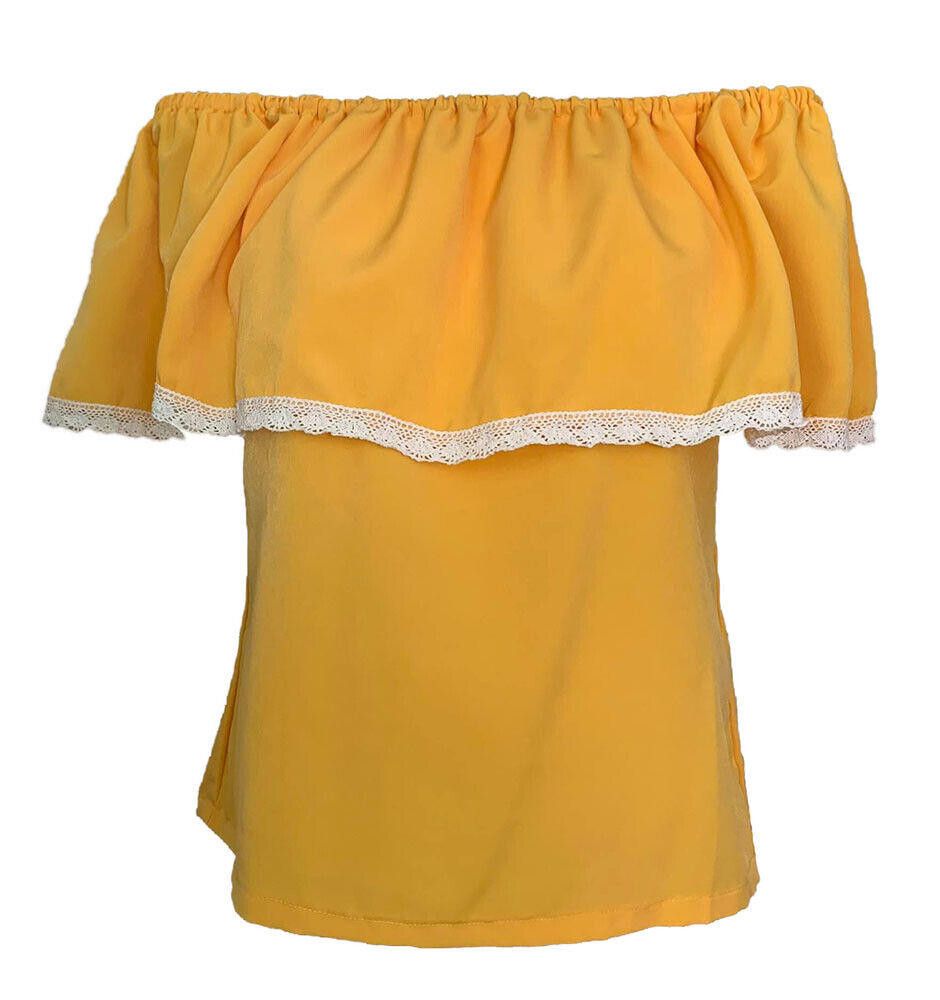 Designer New Yellow Hand Made Blouse M Size M / US 6-8 / IT 42-44 - 1 Thumbnail