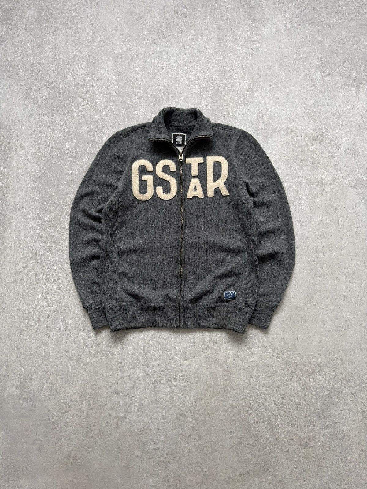 G-Star Vintage G-Star RAW Cotton Zip Up Sweater Gray Big Logo Y2K Size US L / EU 52-54 / 3 - 2 Thumbnail