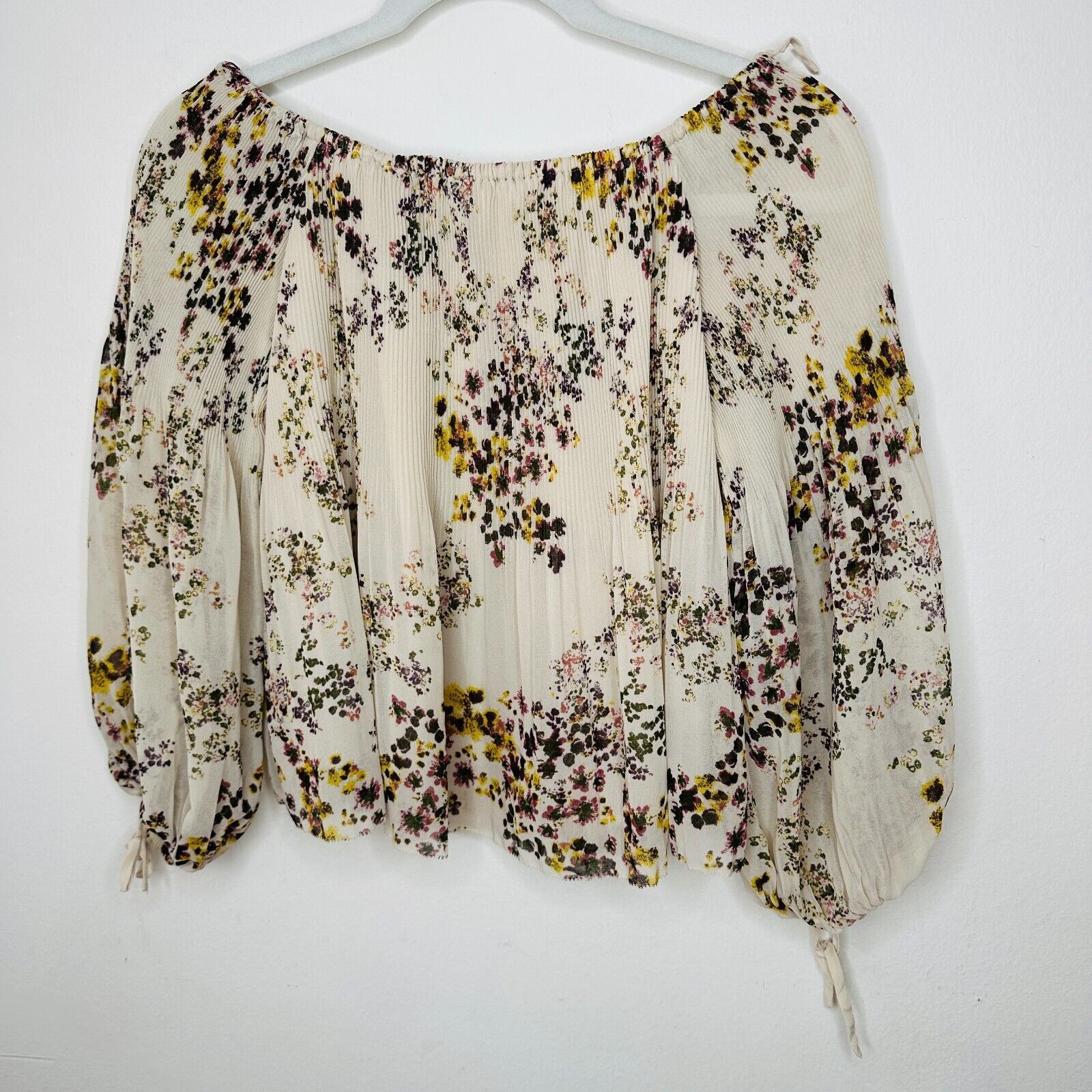 Aritzia Aritzia Wilfred Talence Cream Multi Floral Off Shoulder Top Size XS / US 0-2 / IT 36-38 - 7 Thumbnail
