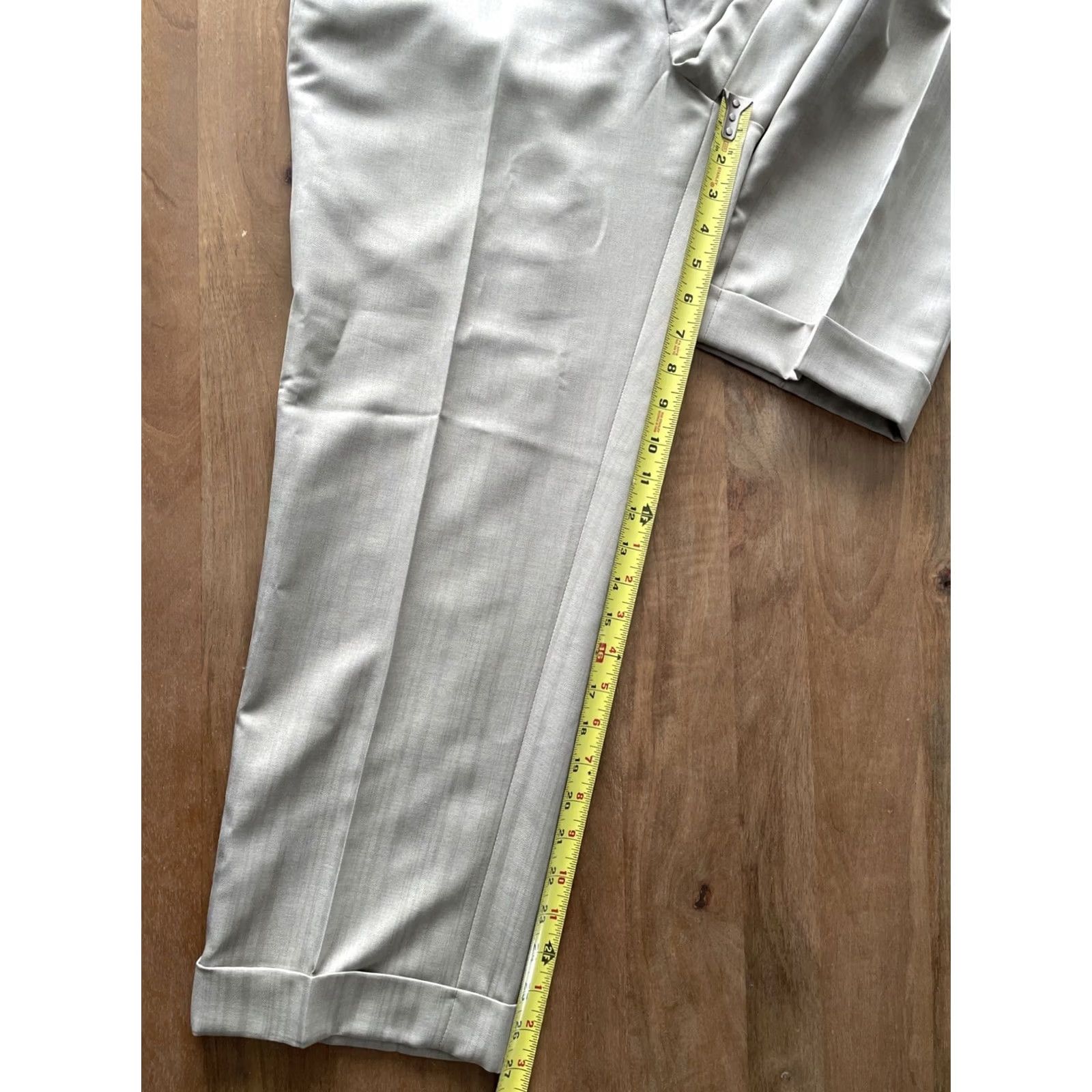 Van Heusen Van Heusen Slim Fit Flat Front Pants Mens 34 x 28 Beige Office Dressy Casual Shirt? Size US 34 / EU 50 - 7 Thumbnail