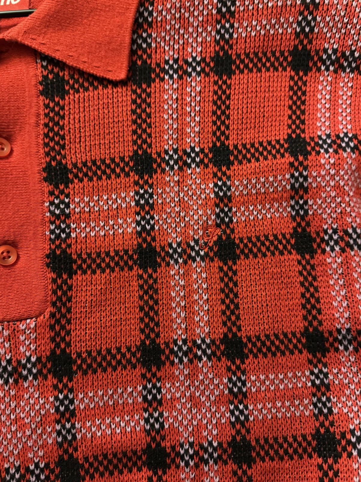 Supreme Plaid Knit Short-Sleeve Polo ‘RED’