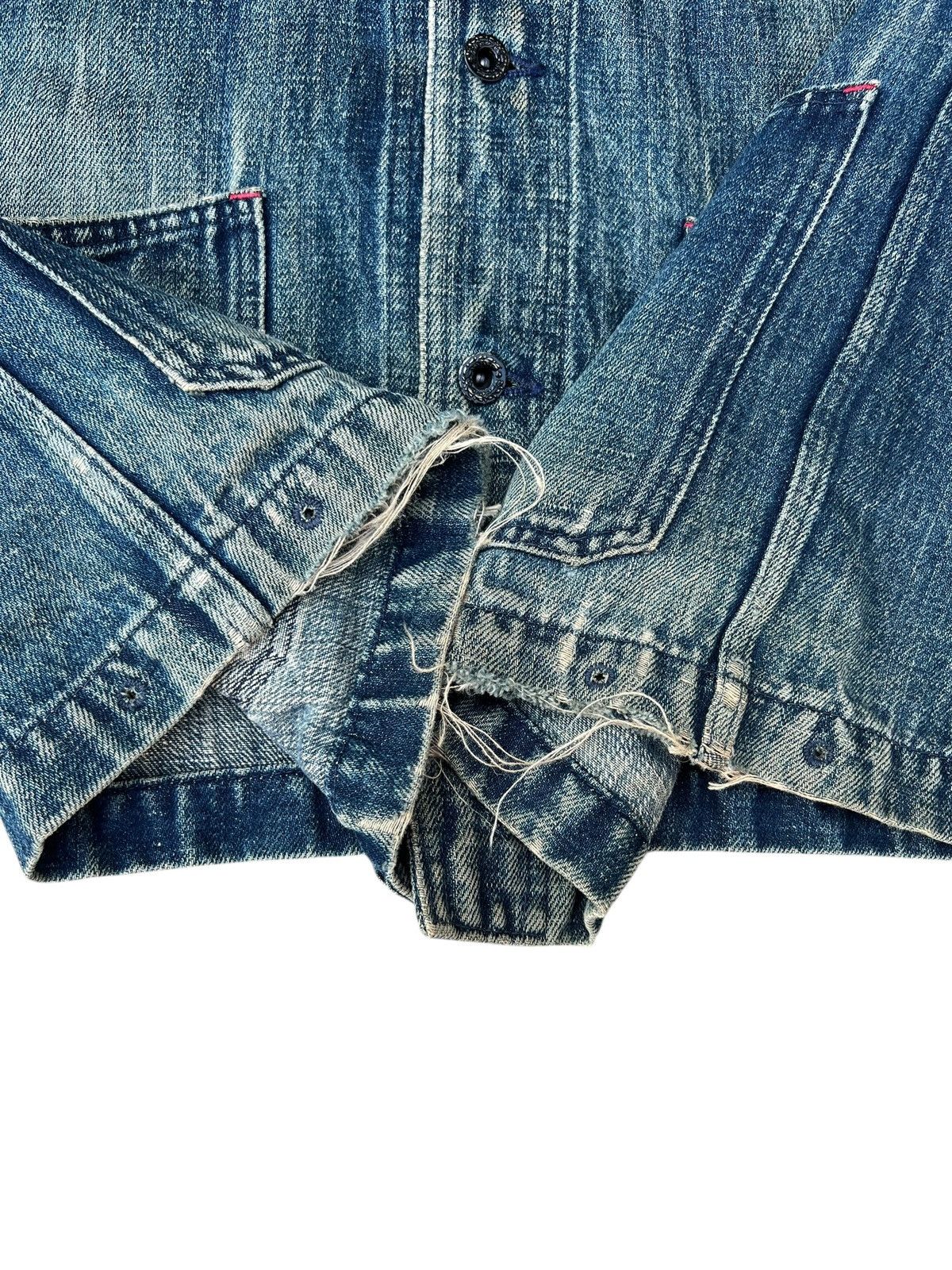 45rpm Trashed Indigo Japan Military Denim Shawl Collar Jacket Size US M / EU 48-50 / 2 - 13 Thumbnail