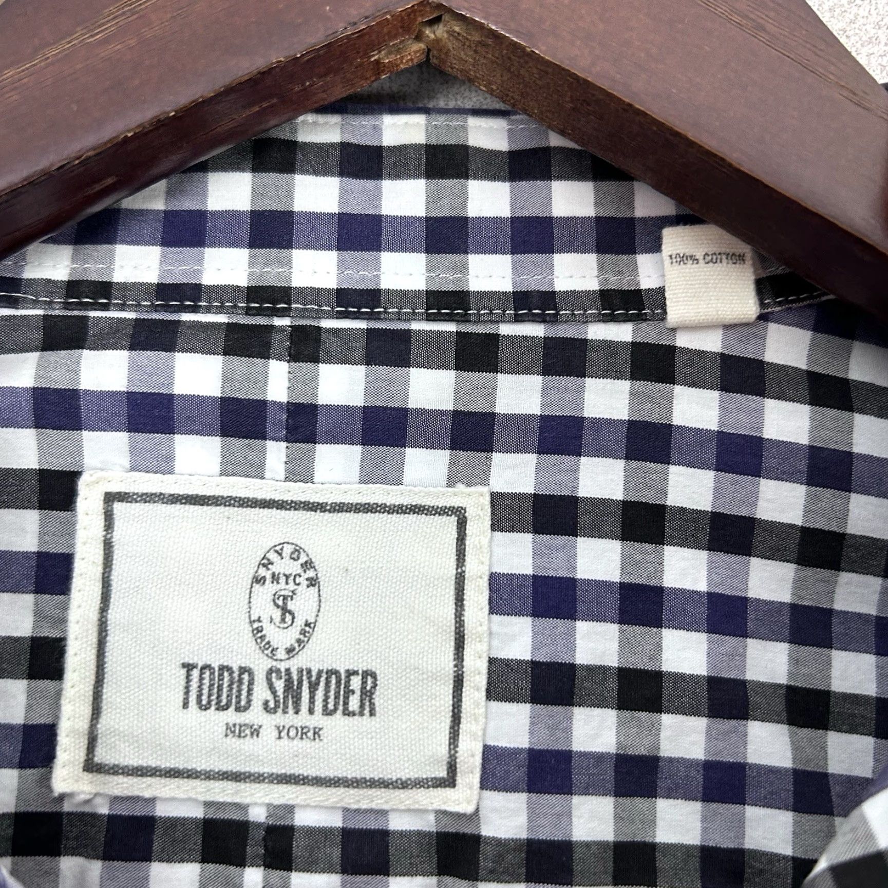 Todd Snyder VINTAGE Todd Snyder Shirt Mens 17-34/35 Purple Black Button-Down Check Gingham Cotton Regular Long Sleeve Mens Size US XL / EU 56 / 4 - 3 Thumbnail