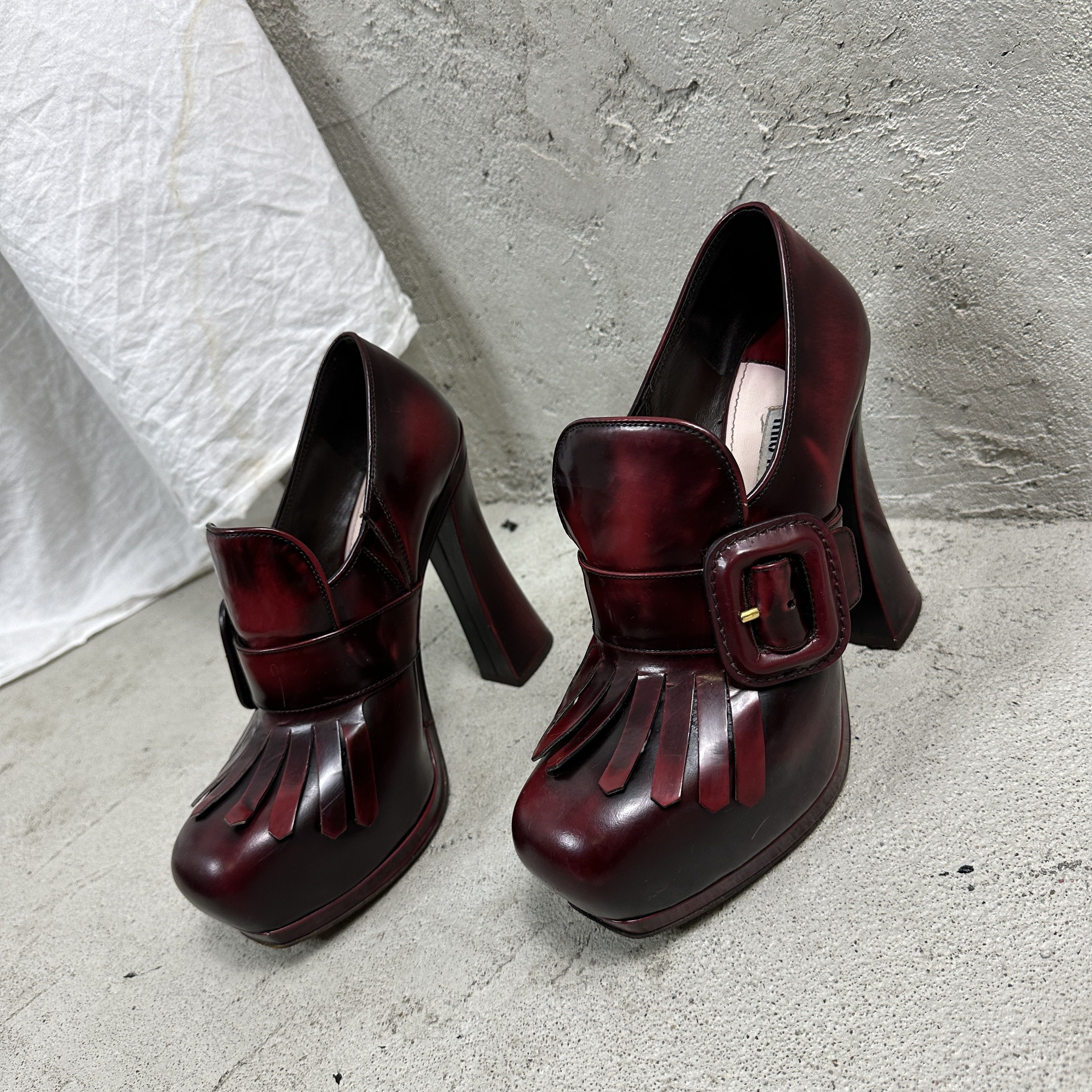 Miu Miu × Vintage Vintage Miu Miu Elevated Platform Loafers Leather Shoes Size US 9 / IT 39 - 2 Thumbnail