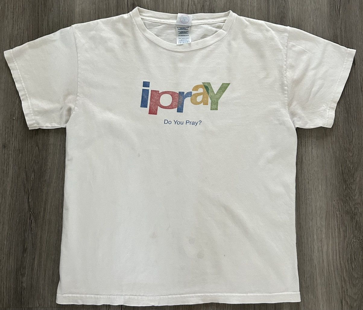 Vintage Vintage Y2K “ipray do you pray?” white cotton tee Size US M / EU 48-50 / 2 - 1 Thumbnail