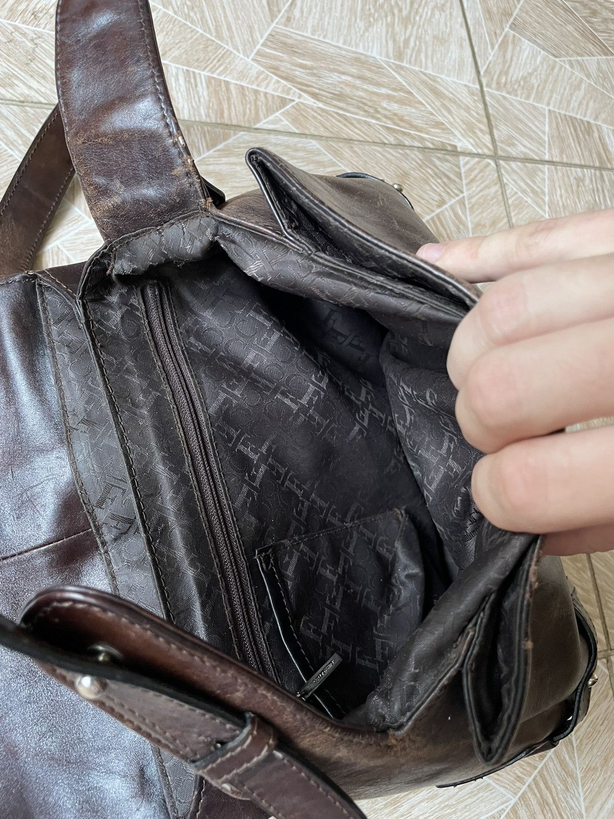 Vintage Retro Vintage Claudio Ferrici Leather Brown Shoulder Bag Size ONE SIZE - 16 Thumbnail