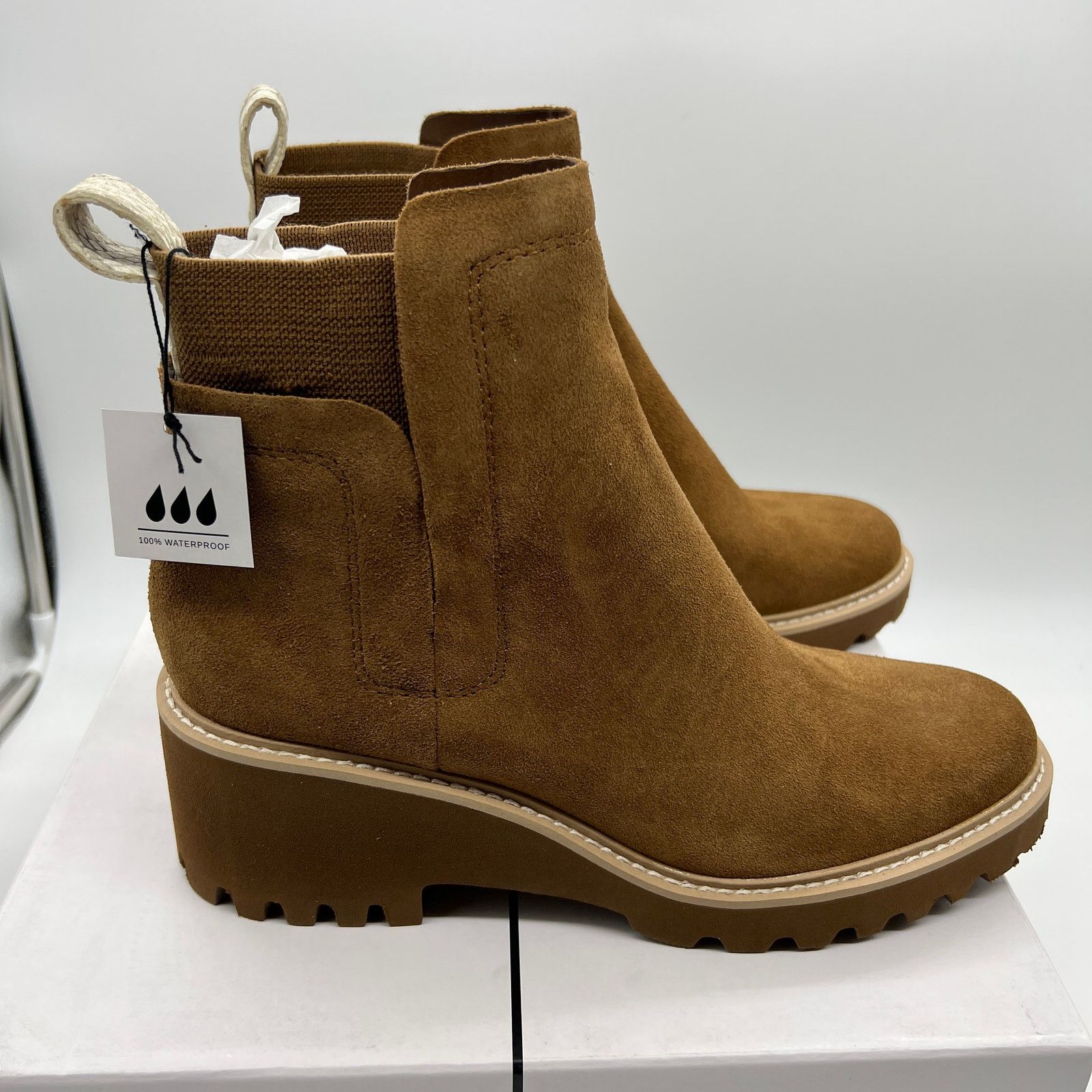 Dolce Vita Suede Waterproof Ankle Boots Size 8.5 Brown Color