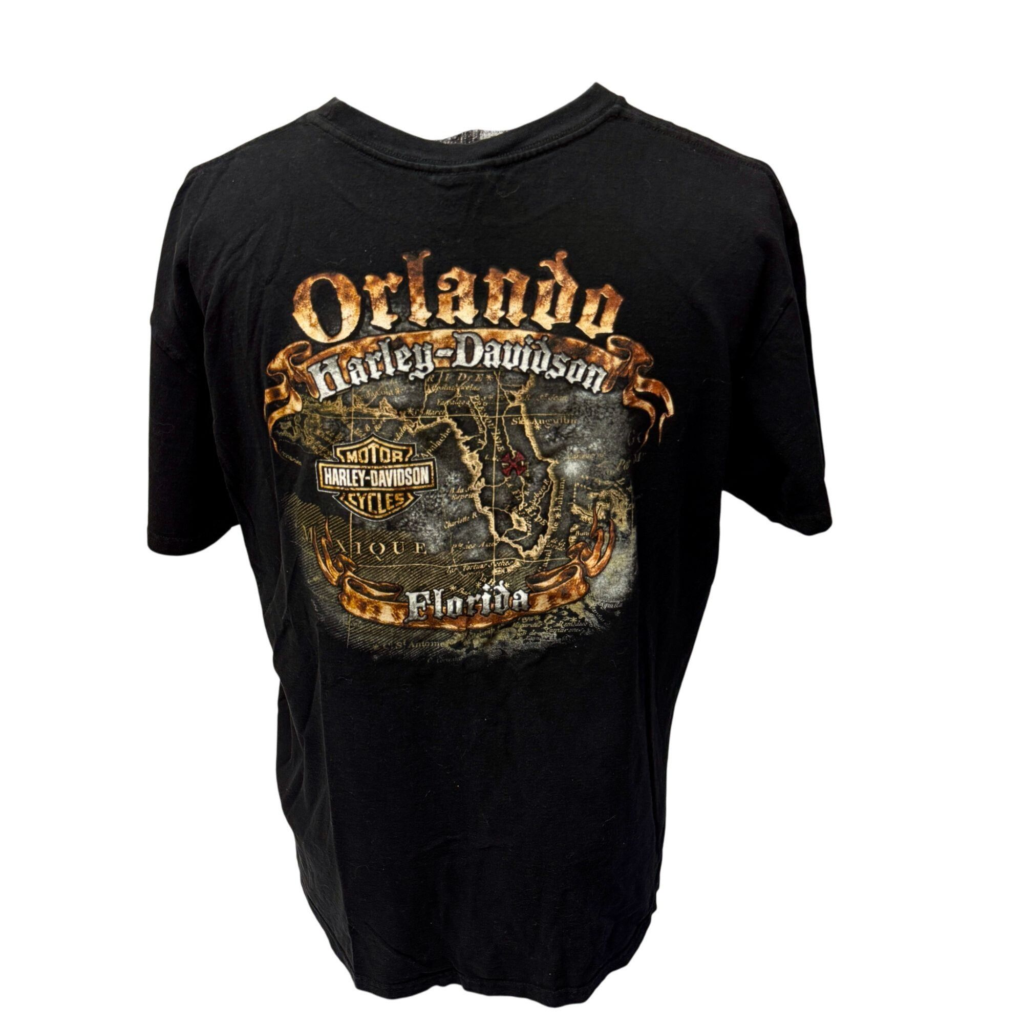 Harley Davidson Motorcycle ORLANDO Florida PIRATE Skull & Swords Biker Shirt Size US XL / EU 56 / 4 - 5 Thumbnail