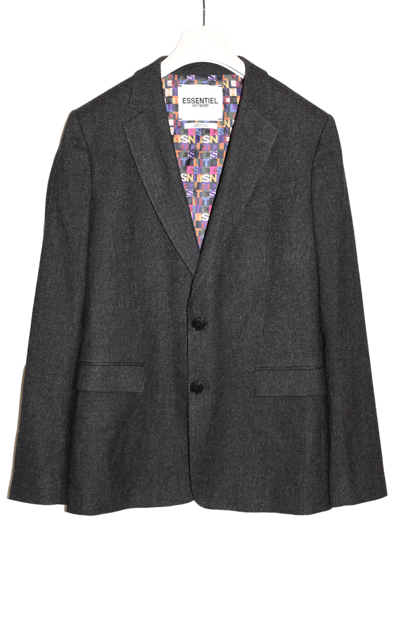 image of Essentiel Antwerpen Slim Fit Woven Blend Lined Blazer in Dark Grey, Men's (Size Medium)