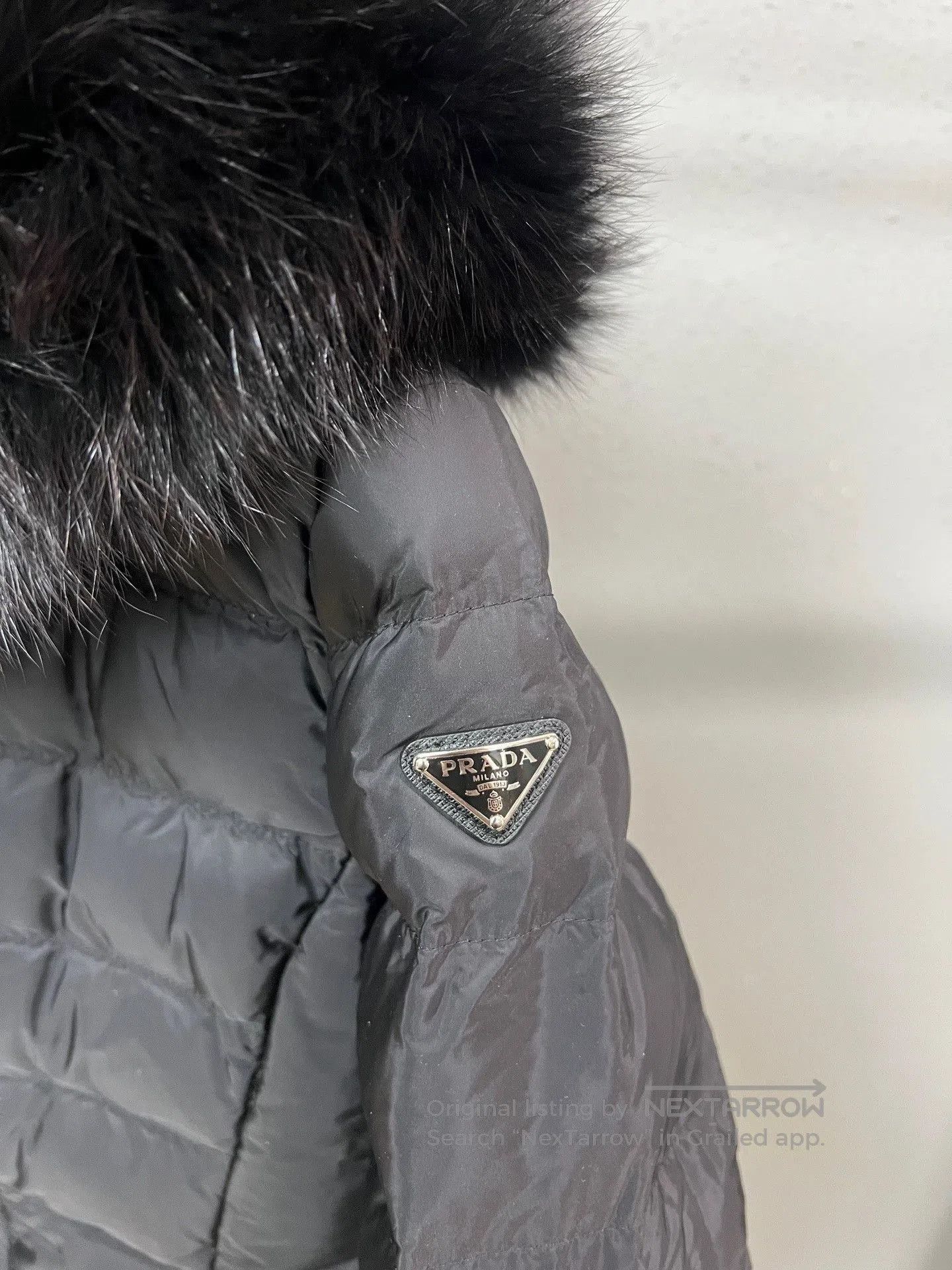 Prada Prada Black Triangle Logo Fox Fur Down Jacket. Size S / US 4 / IT 40 - 3 Thumbnail