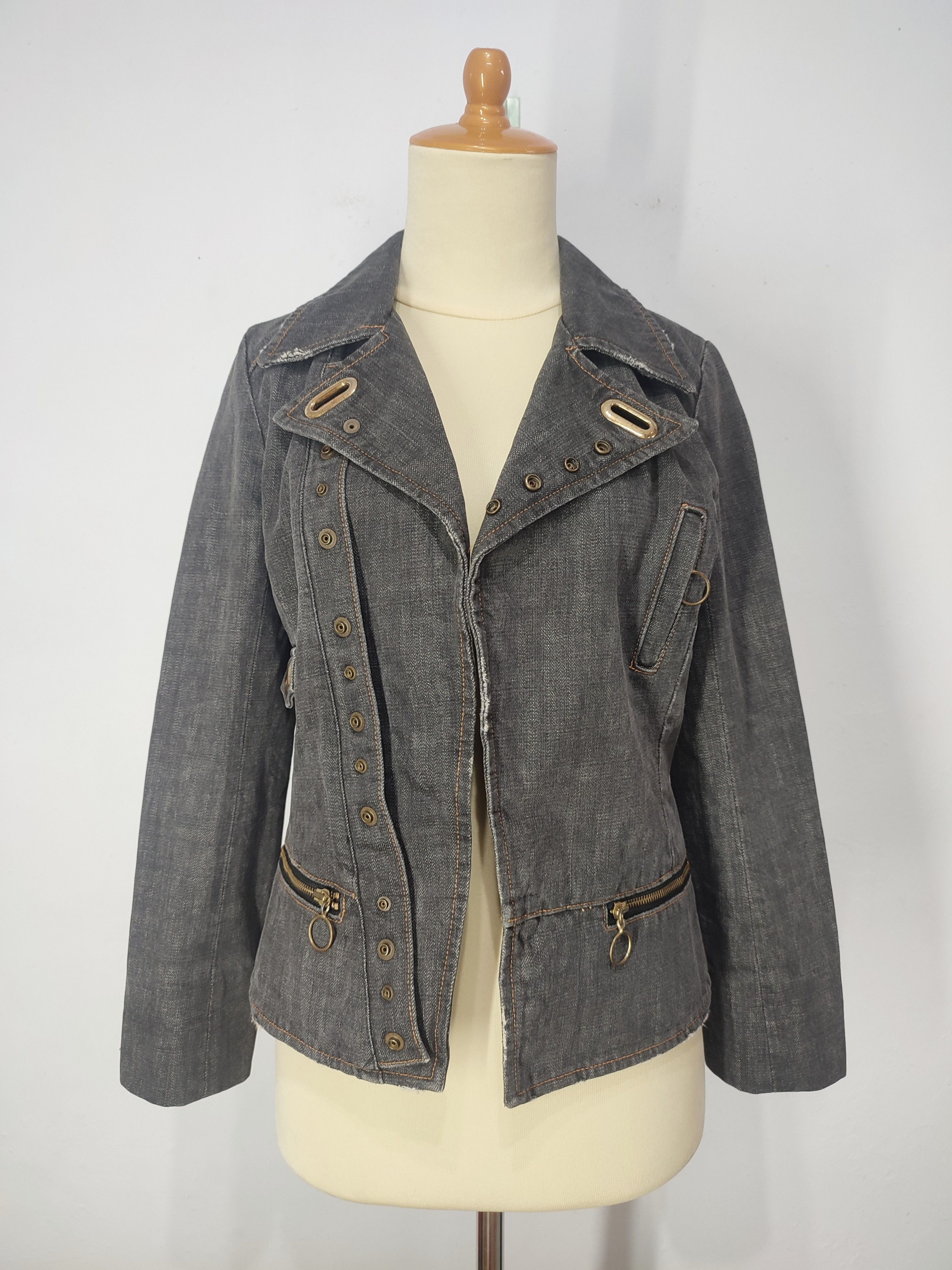 Japanese Brand Seraphim Div- Punk Asymmetric Zip Panel Archive Denim Jacket Size M / US 6-8 / IT 42-44 - 3 Thumbnail