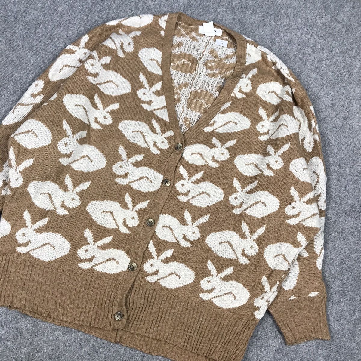 Aran Isles Knitwear × Japanese Brand KNITWEAR CARDIGAN DESIGN RABBIT Size US L / EU 52-54 / 3 - 2 Thumbnail