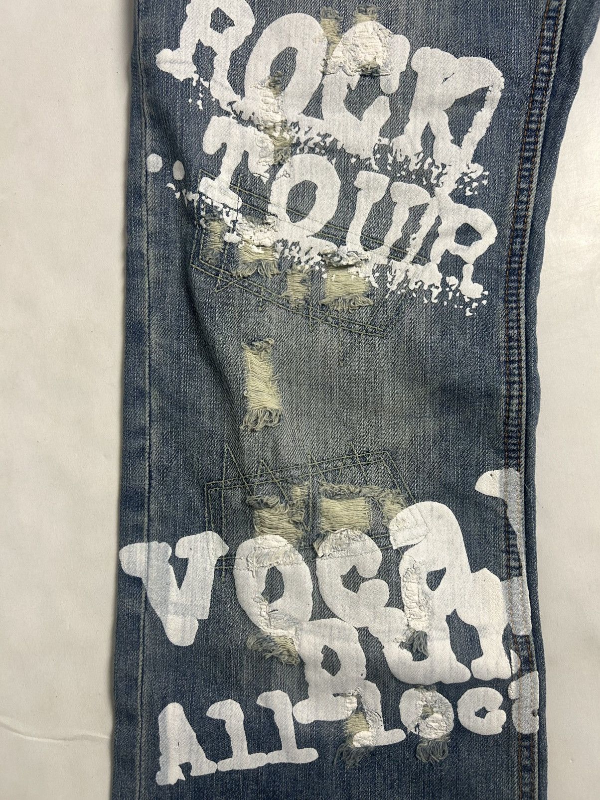 Vintage DS VTG Y2K Fishbone Printed Jeans Size US 33 - 2 Thumbnail