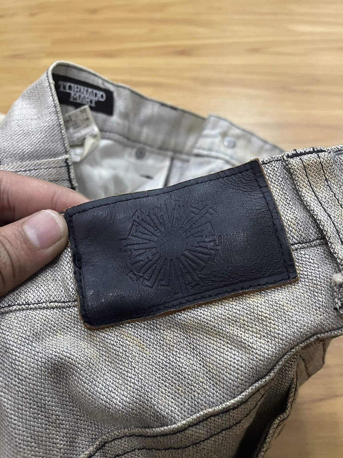 Tornado Mart Tornado Mart Waxed Silver Coated Flared Denim Pant Size US 32 / EU 48 - 13 Thumbnail