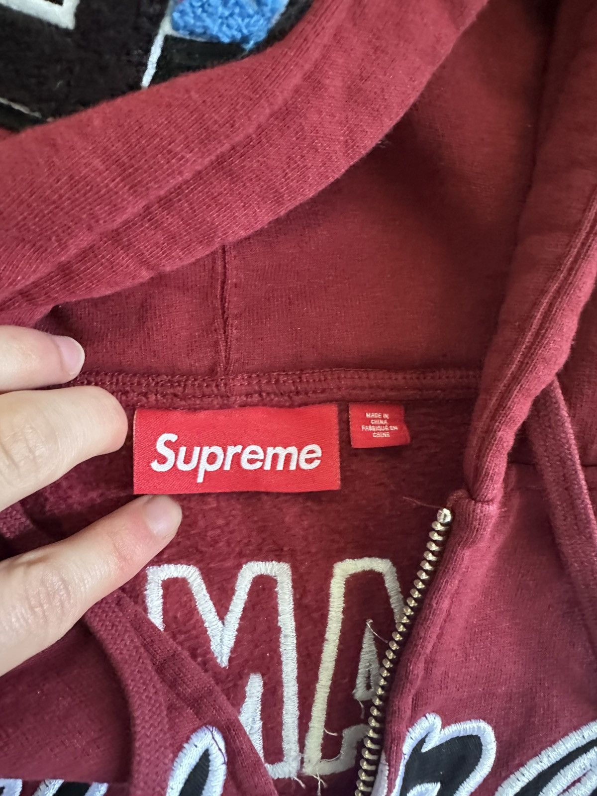 Supreme Supreme Warriors Applique Hooded Zip Up Sweatshirt CARDINAL Size US M / EU 48-50 / 2 - 6 Thumbnail