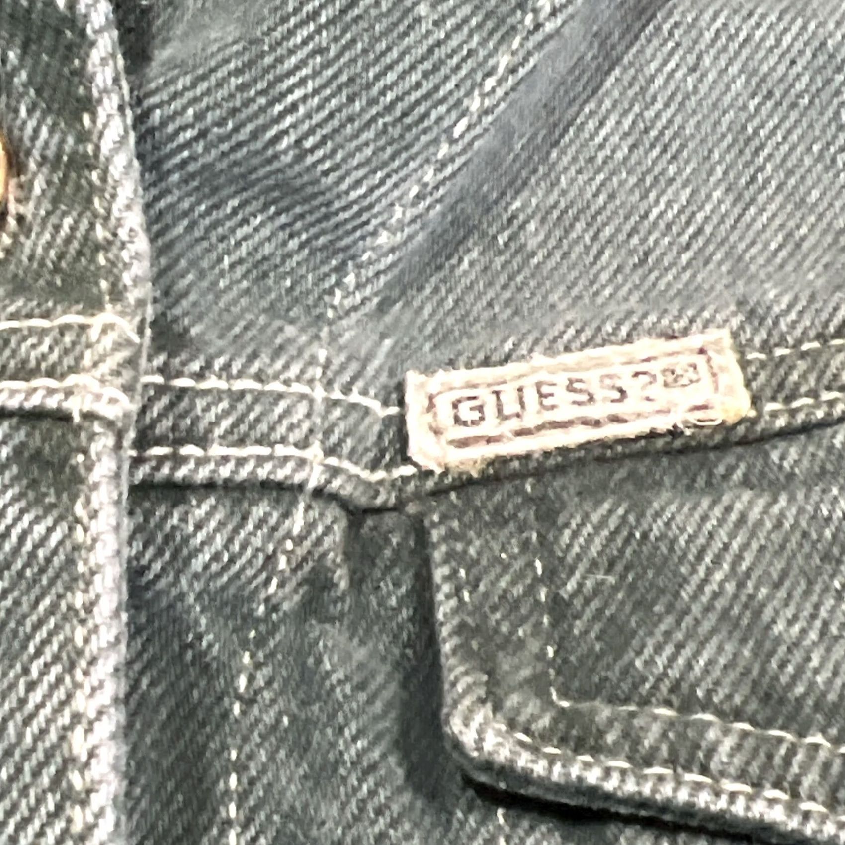 Guess VINTAGE GUESS Denim Jacket Women’s M Short Long Sleeve Green 80s USA Classic Biker Pockets Button Size 32" / US 10 / IT 46 - 5 Thumbnail