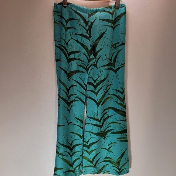 Other Ramona La Rue 100% Crepe Teal Green Leaf pants - S Size 27" / US 4 / IT 40 - 2 Thumbnail