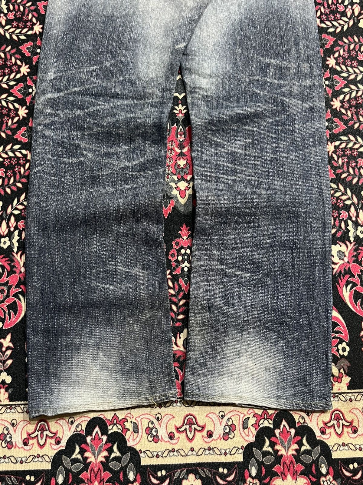 Edwin Edwin 503 Blue Trip Blue Washed Distressed Straight Jeans Size US 30 / EU 46 - 10 Thumbnail