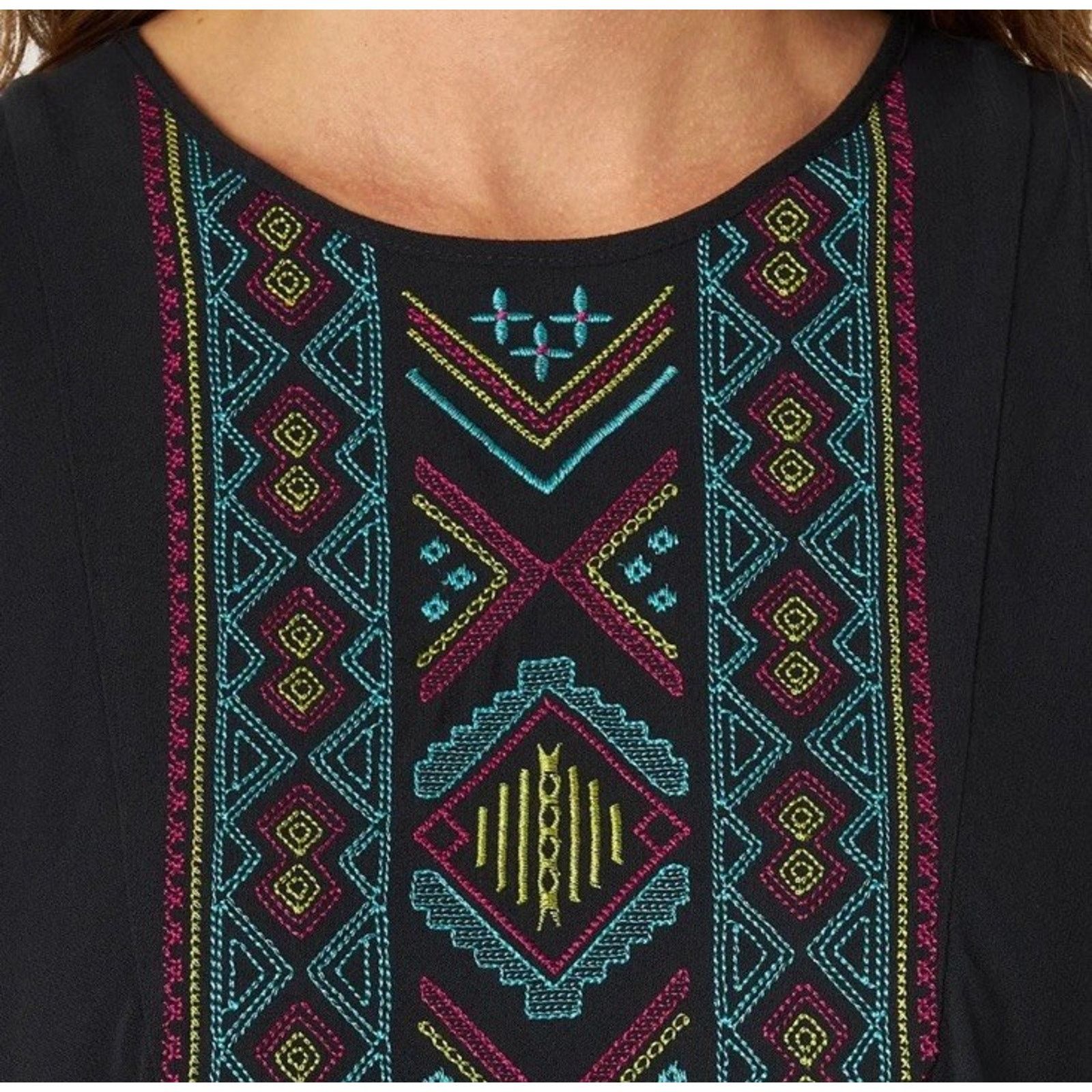 Wrangler Wrangler Retro Black Multicolor Embroidered Aztec Design Top Size M / US 6-8 / IT 42-44 - 9 Thumbnail