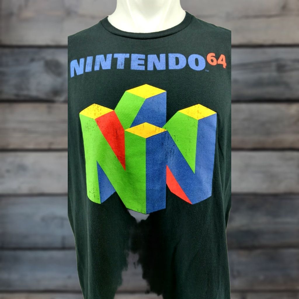 Nintendo NINTENDO 64 T-Shirt Black Distressed Cracked Logo XL Mens Short Sleeve Crew Neck 100% Cotton Vintage: No Size US XL / EU 56 / 4 - 1 Thumbnail