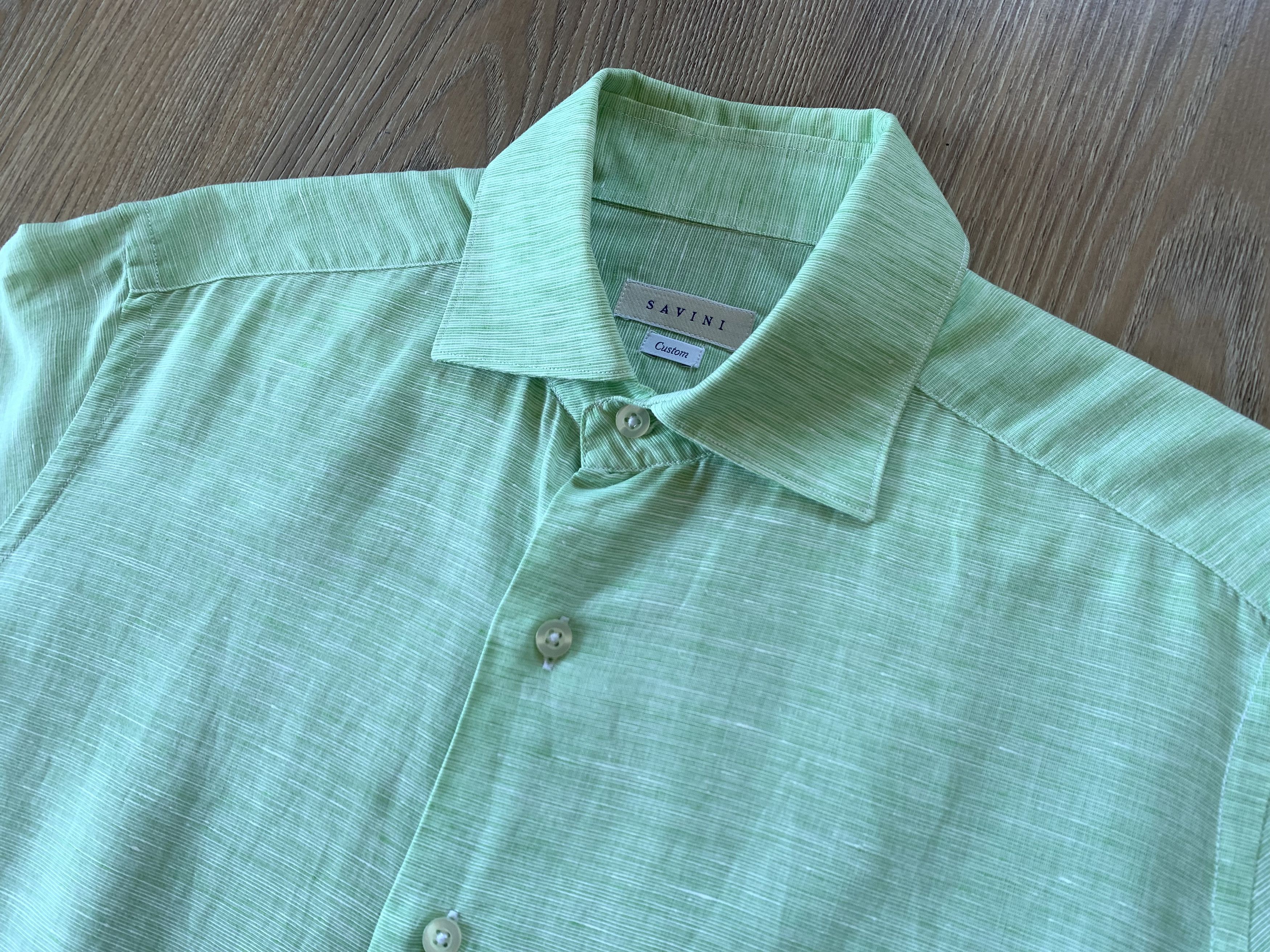 Designer Savini Mens Light Linen Cotton Summer Long Sleeve Shirt Size US M / EU 48-50 / 2 - 4 Thumbnail