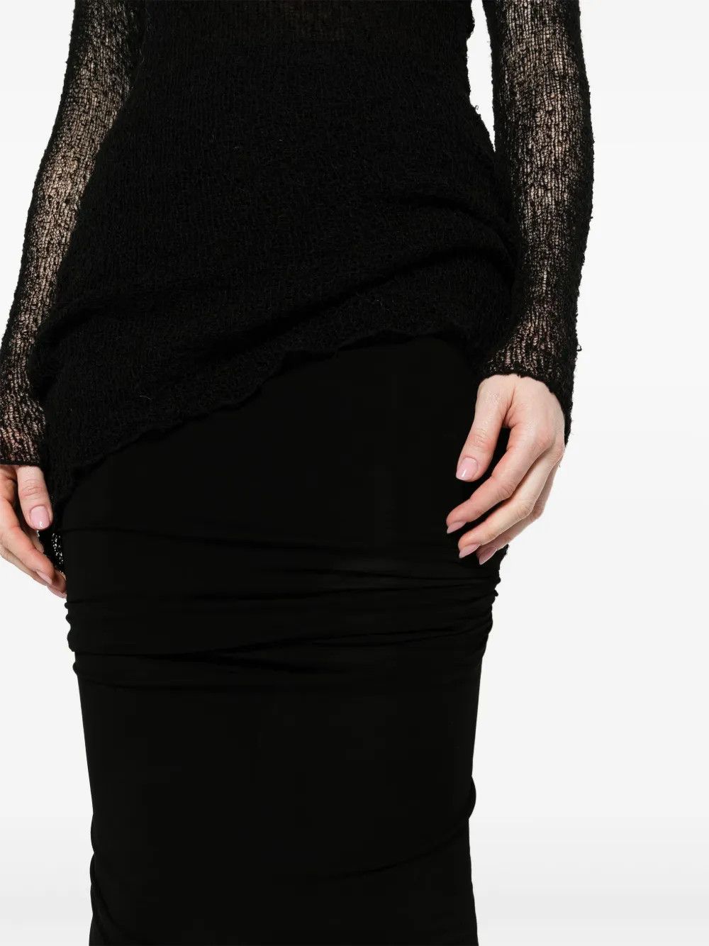 Rick Owens o1y0126 Midi Skirt in Black Size 28" / US 6 / IT 42 - 4 Thumbnail
