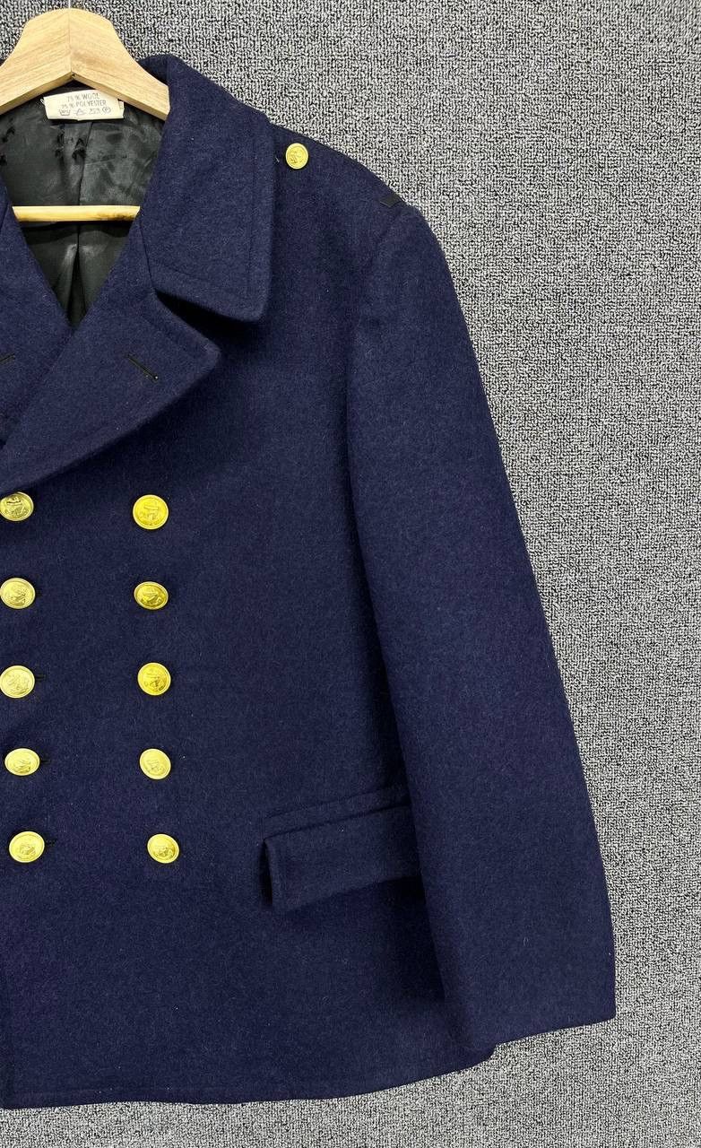Vintage Vintage 80s German Navy Wool Peacoat Golden Button Jacket Size US S / EU 44-46 / 1 - 4 Thumbnail