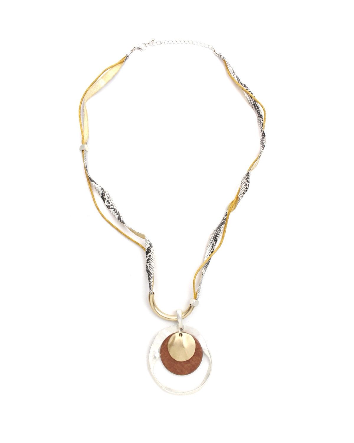 If Six Was Nine 1990S HAMMERED HOOP LEATHER DISC SNAKESKIN NECKLACE Size ONE SIZE - 1 Thumbnail