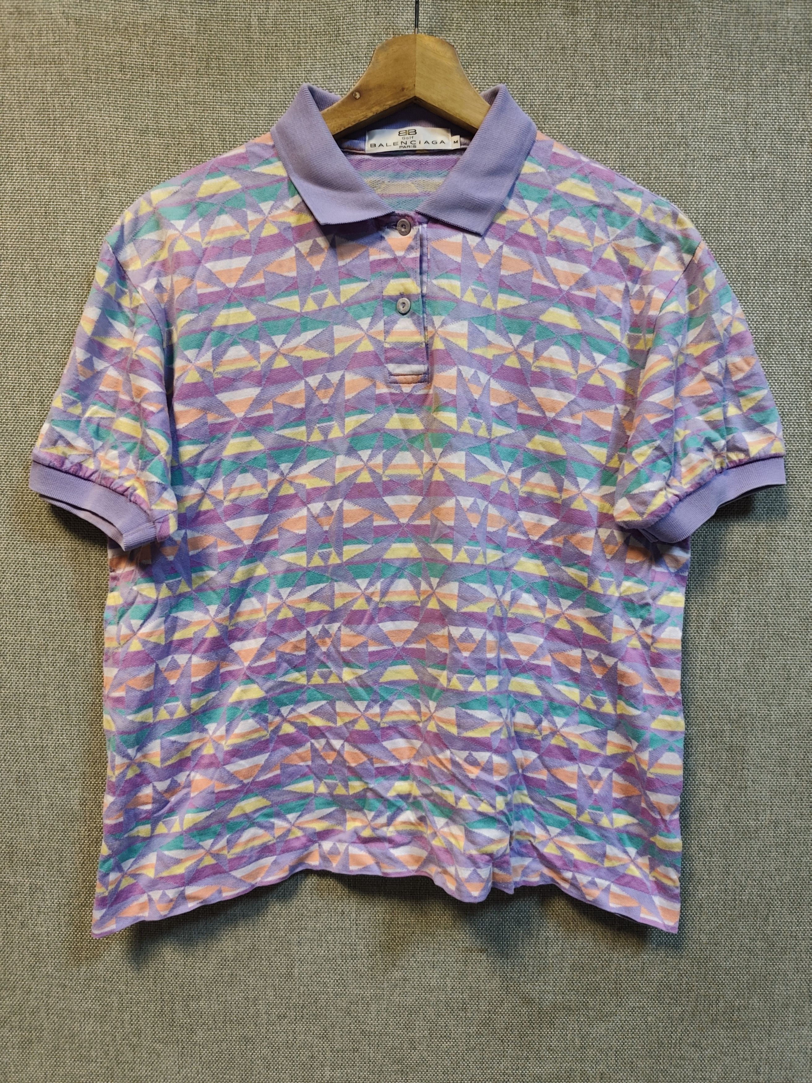 Balenciaga 90s Balenciaga Golf Abstract Pastel Pattern Polo Shirt Size US M / EU 48-50 / 2 - 1 Thumbnail
