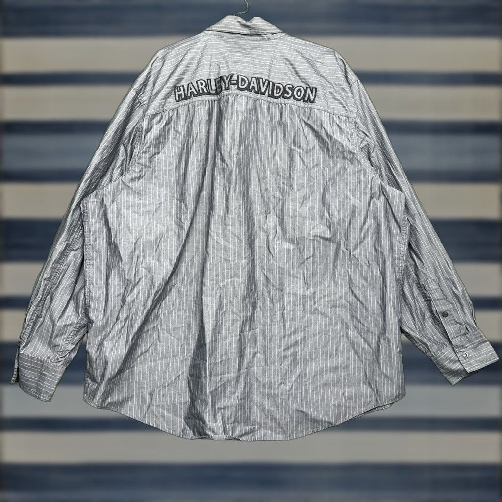 Harley Davidson VINTAGE Harley-Davidson Shirt Mens 3XL Gray Striped Flannel Button-Up Casual Workwear Mens 3XL Gray Harley-Davidson Shirt Size US XXL / EU 58 / 5 - 1 Thumbnail