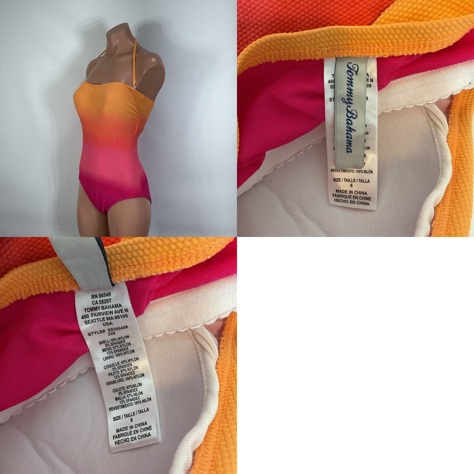 Tommy Bahama Tommy Bahama One Piece Swimwear Island Cays Halter Bandeau Ombré Pink 6 Woman Size ONE SIZE - 8 Thumbnail