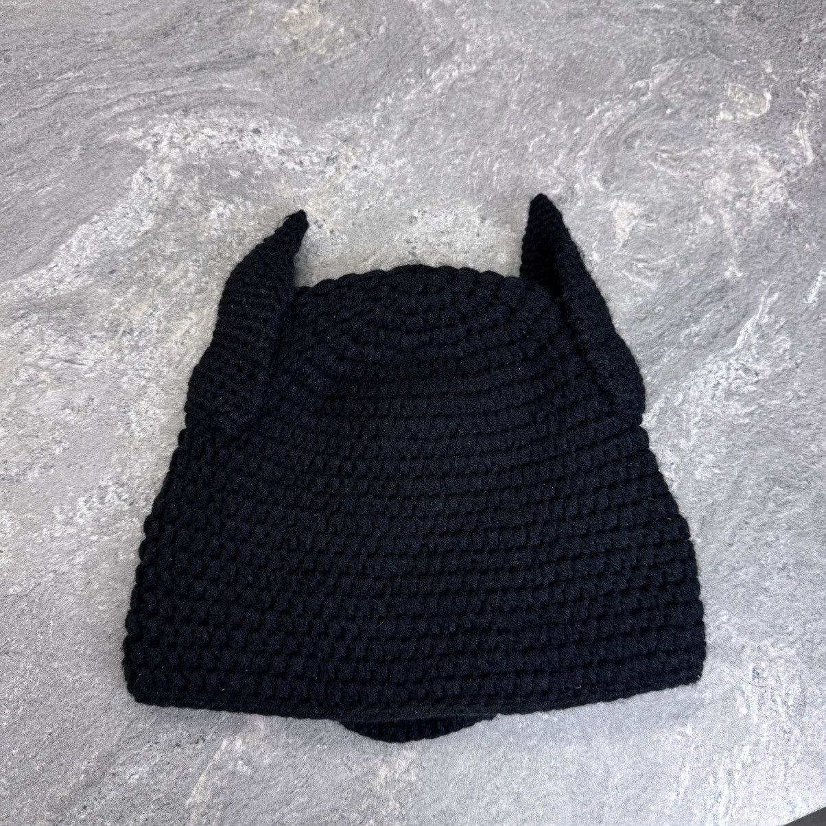 Handmade Y2K Knitted mask hat balaclava Batman Japan style handmade Size ONE SIZE - 3 Thumbnail