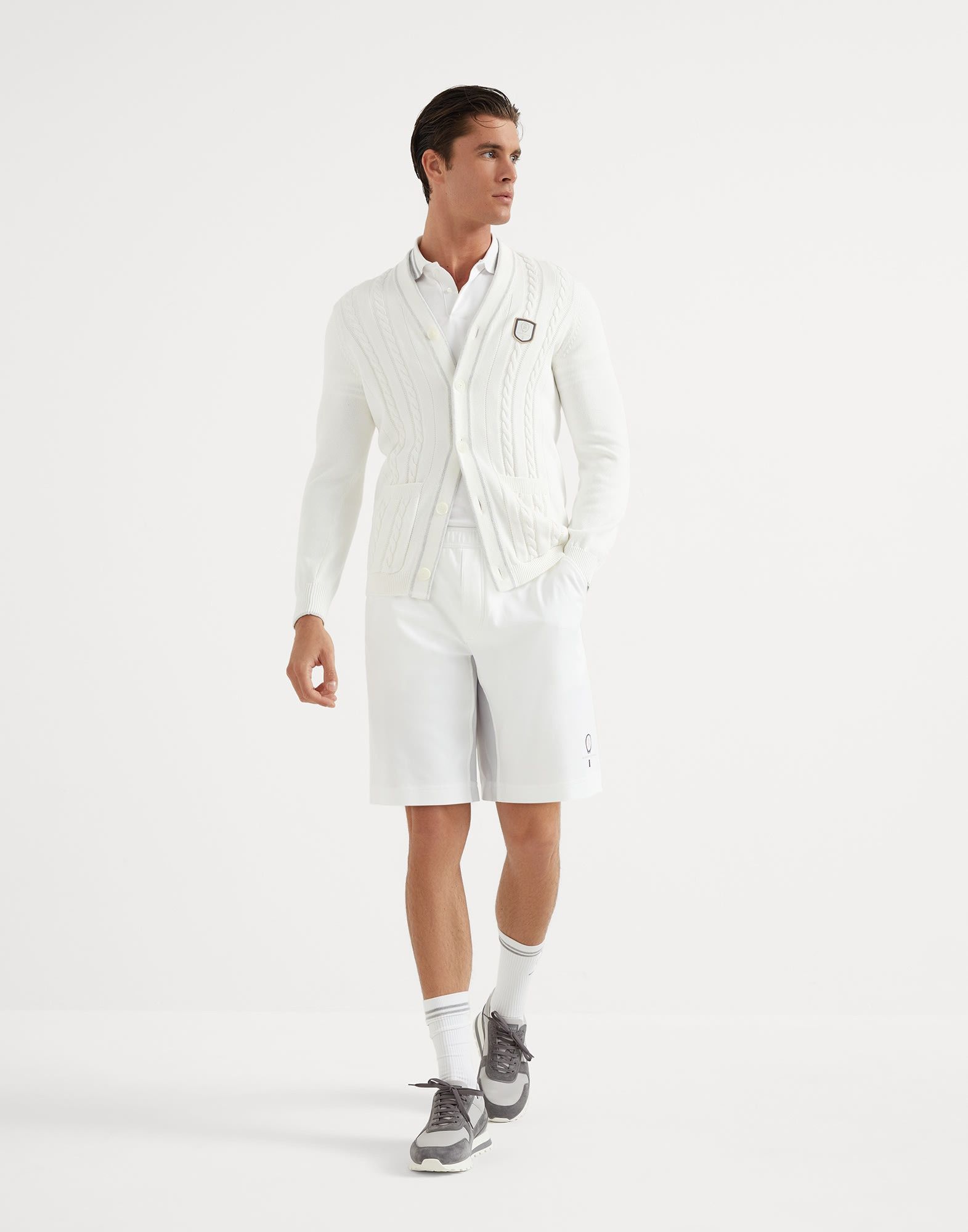 Brunello Cucinelli o1la1rc1a0925 Cable Knit Sweatshirt Cardigan in White Size US M / EU 48-50 / 2 - 5 Thumbnail