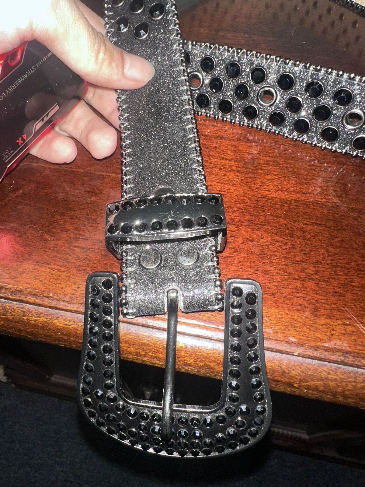 Other Black Studded Rhinestone Belt Size 40 - 2 Thumbnail