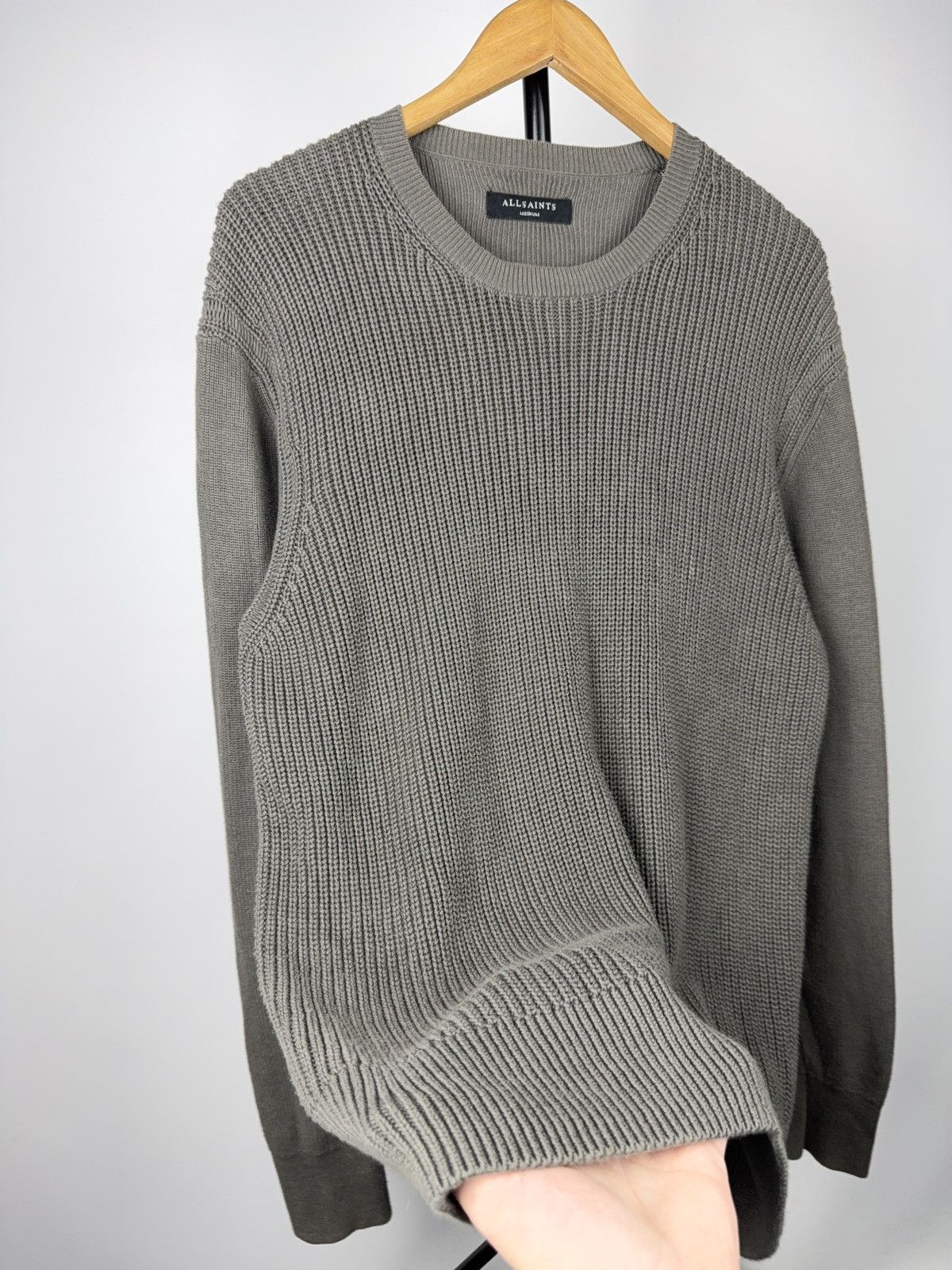 Allsaints Avant GardeAllSaints Grey Vertical Rib Knit Crewneck Sweater Size US M / EU 48-50 / 2 - 4 Thumbnail