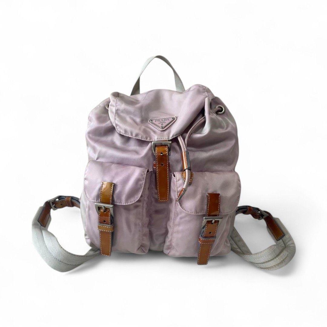 Prada Prada - Pink Leather Nylon Rucksack Backpack Triangle Logo Size ONE SIZE - 2 Thumbnail