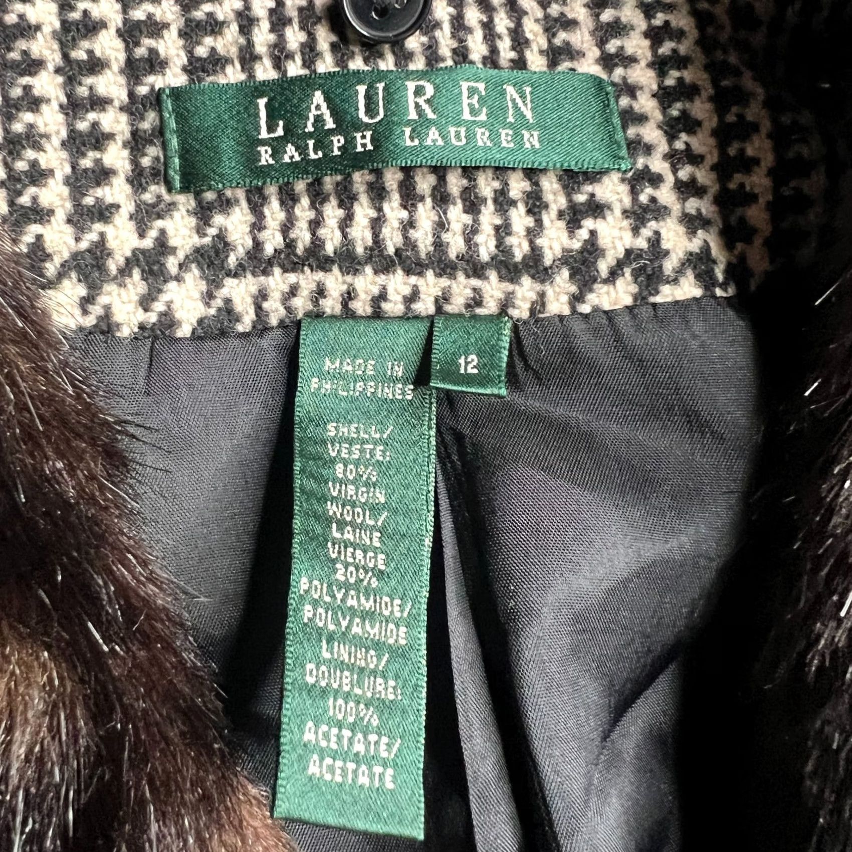 Ralph Lauren VINTAGE Ralph Lauren Equestrian Wool Blazer Jacket Faux Fur Collar Brown Plaid Size 12 Size XL / US 12-14 / IT 48-50 - 5 Thumbnail