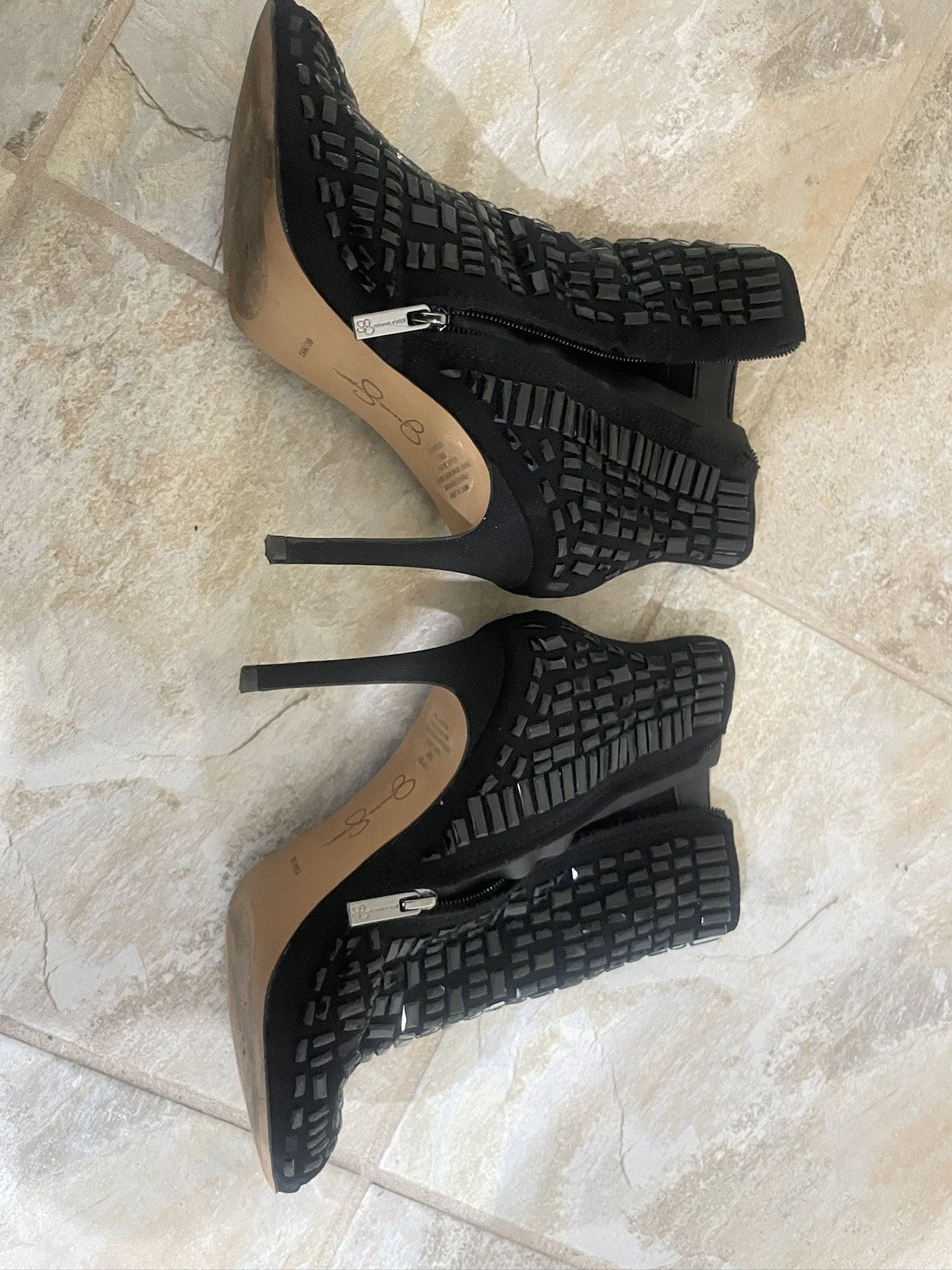 Jessica Simpson Black Wydlee Open Toe Heels Size US 7.5 / IT 37.5 - 4 Thumbnail