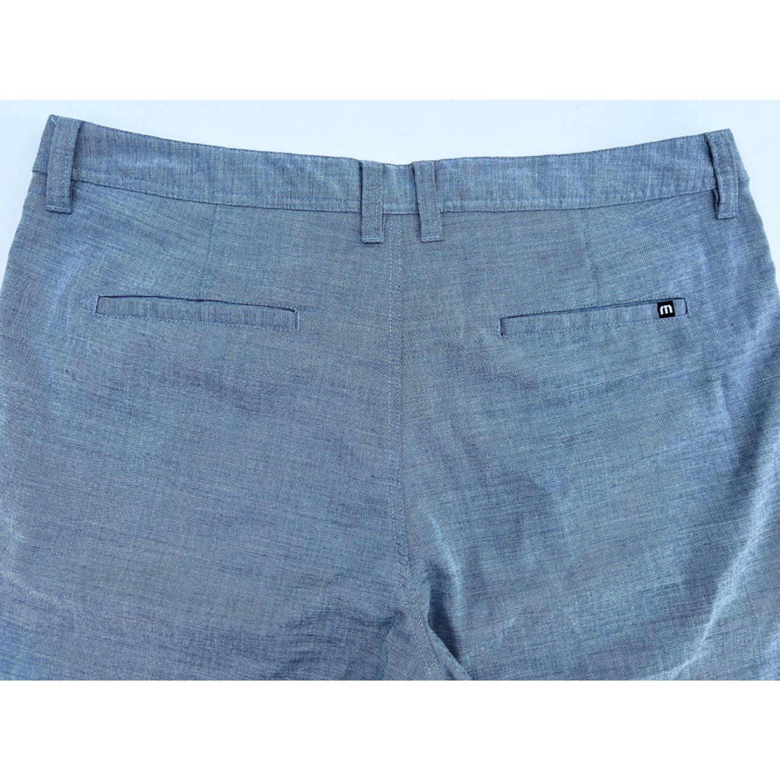 TravisMathew Travis Mathew Men's Chambray Shorts 38 Blue Flat Front Mid Rise 10 Inseam Regular Chino Outdoor Preppy Sports Mens Size US 38 / EU 54 - 5 Thumbnail