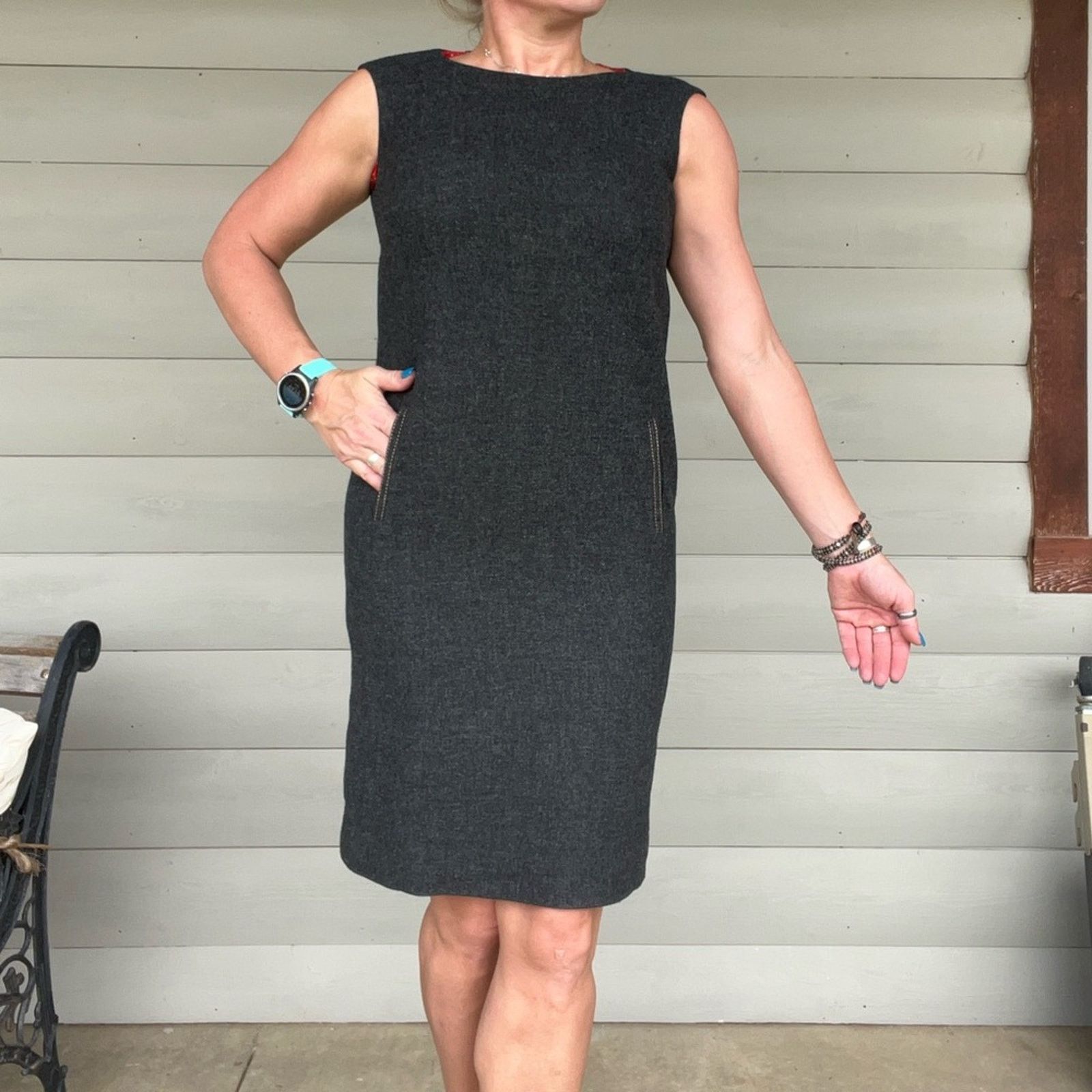 Pendleton 60s Pendleton Woolen Mills Gray Wool Sleeveless Sheath Dress Size L / US 10 / IT 46 - 11 Thumbnail