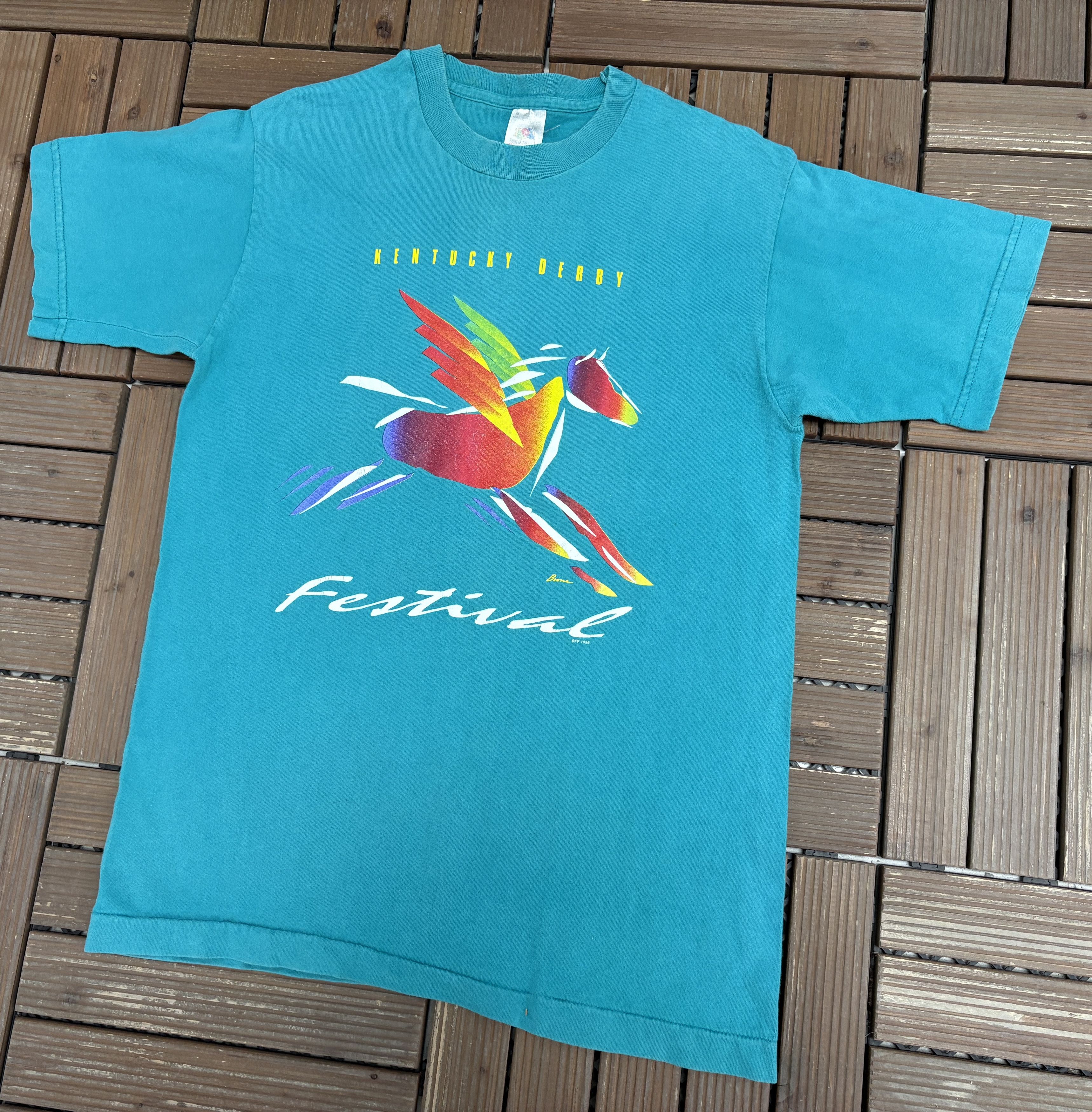 Vintage Kentucky Derby Festival Vintage Teal T-Shirt Tee Size US M / EU 48-50 / 2 - 4 Thumbnail