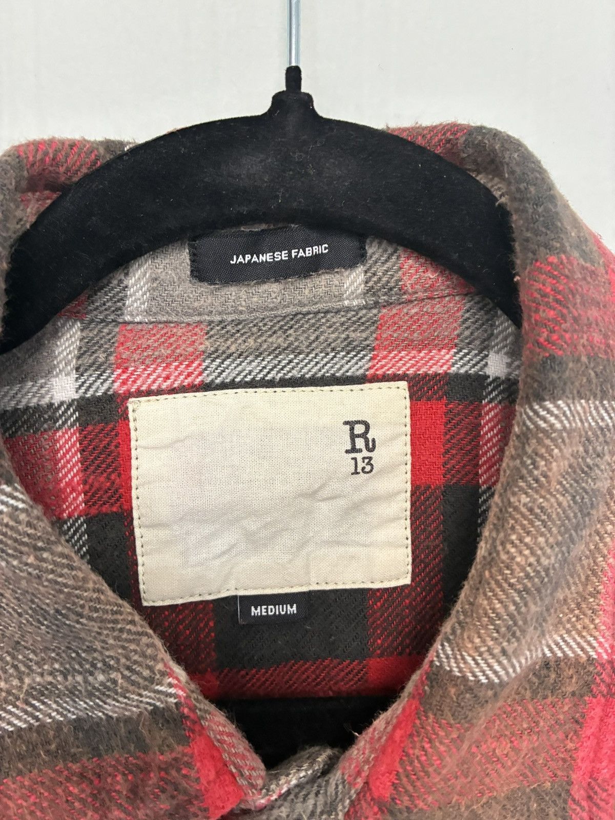 R13 Shredded seam Shirt red grey plaid medium Size M / US 6-8 / IT 42-44 - 8 Thumbnail