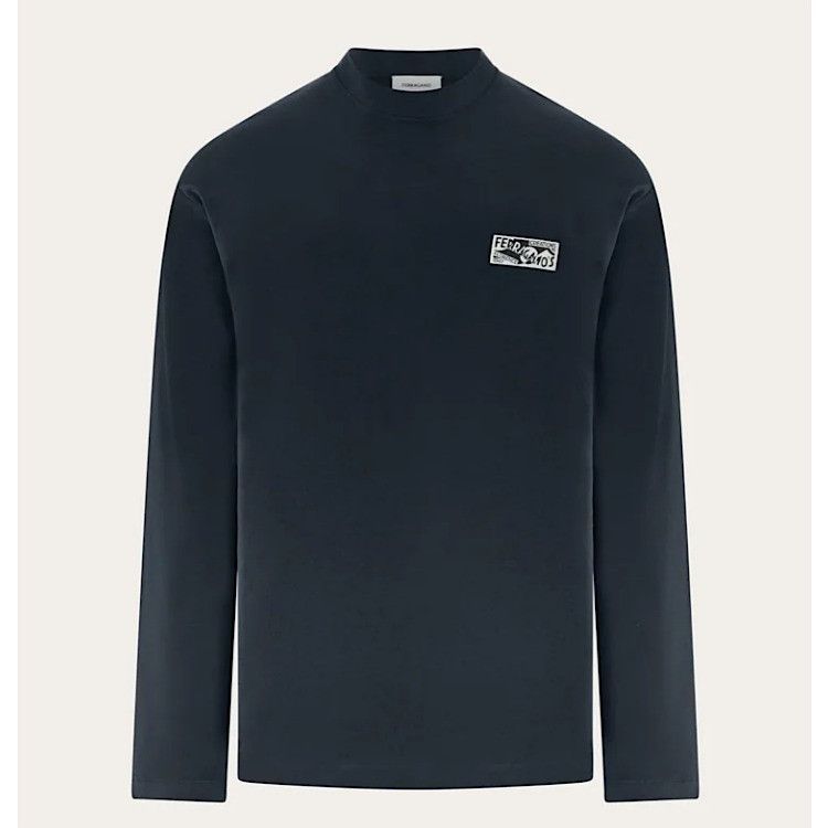 Salvatore Ferragamo o1s1rm0126 Long Sleeve T-Shirt in Blue Size US XL / EU 56 / 4 - 1 Thumbnail