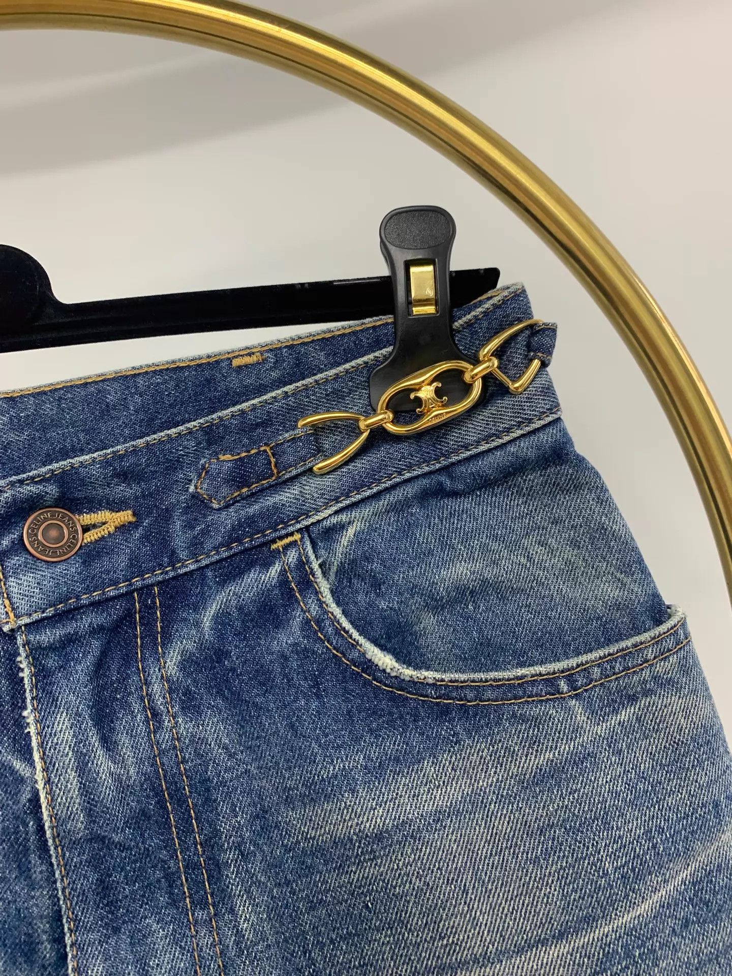 Celine Celine Dylan Triomphe Chain Jeans 27 New Size 27" / US 4 / IT 40 - 2 Thumbnail