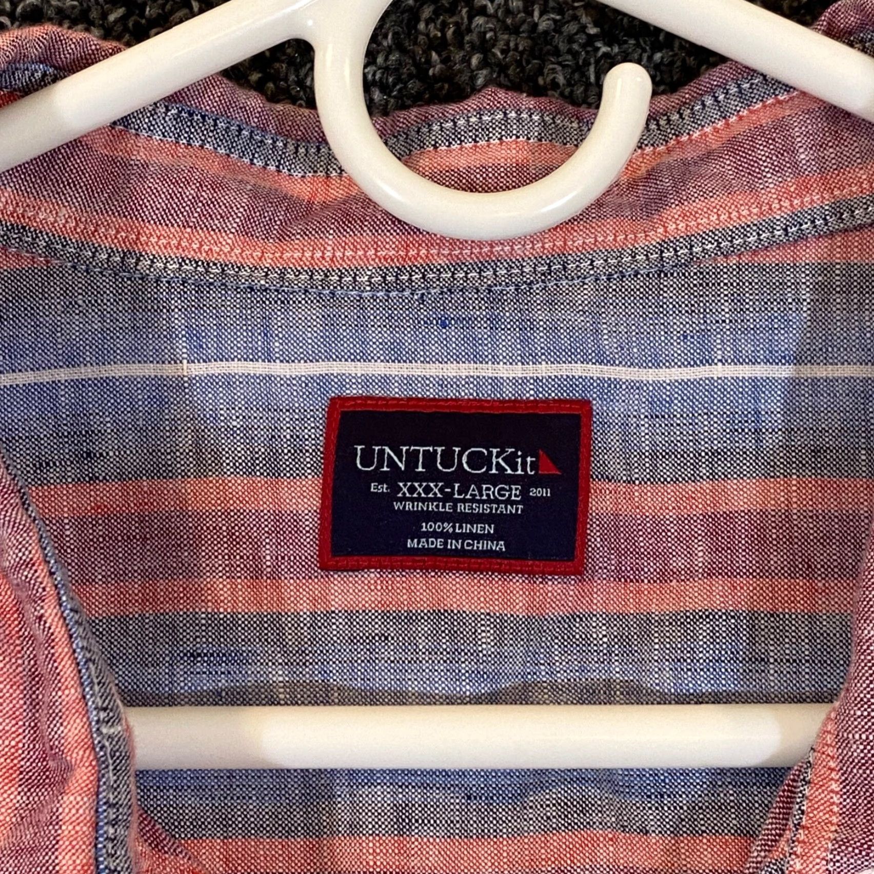 UNTUCKit UNTUCKit Shirt Mens 3XL Red Blue Gray Striped 100% Linen Button Up Dress Top S/S Shirt Mens 3XL Red Blue Gray Striped Linen Button Up Dress Top S/S Size US XXL / EU 58 / 5 - 2 Thumbnail