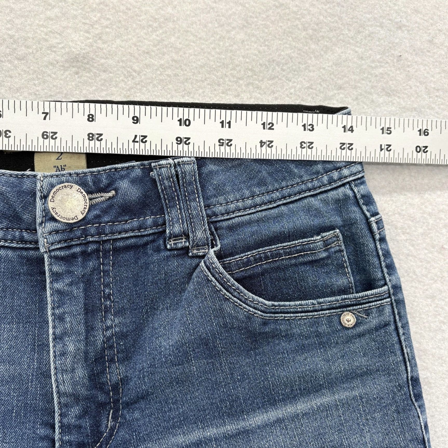 Vintage Democracy Jeans Womens 2 Blue Mid Rise Ankle Stretch 5-Pocket Denim Slim Straight Hem Distressed Modern Raw Hem Size 26" / US 2 / IT 38 - 6 Thumbnail