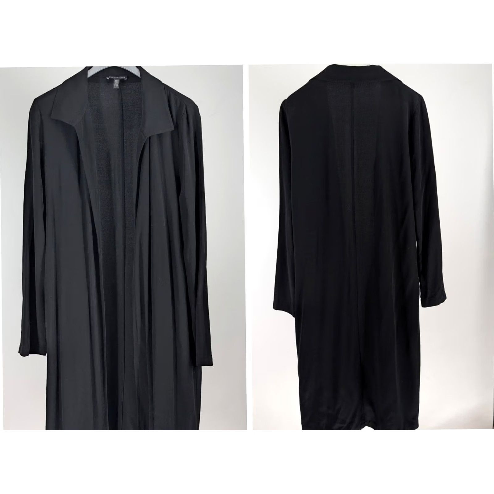 Eileen Fisher Eileen Fisher Cardigan Duster Long Black Notch Collar Pockets XS Women Sweater Open Front Modern Minimalist Workwear 19x44 Size XS / US 0-2 / IT 36-38 - 3 Thumbnail